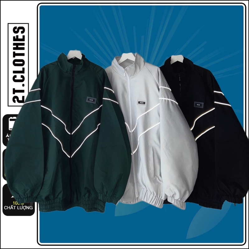 Áo Khoác Dù 2 Lớp Viền Phản Quang WZS Có Túi Trong Unisex 2T. Clothes