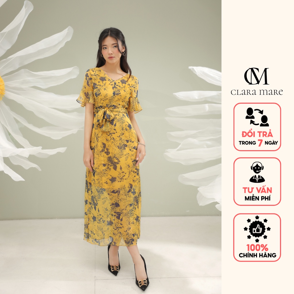 Đầm maxi buộc nơ sau lưng thắt nơ 2 kiểu chất liệu voan lụa mềm mịn, may hai lớp CLARA MARE Stylized Maxi Dress DRE4019