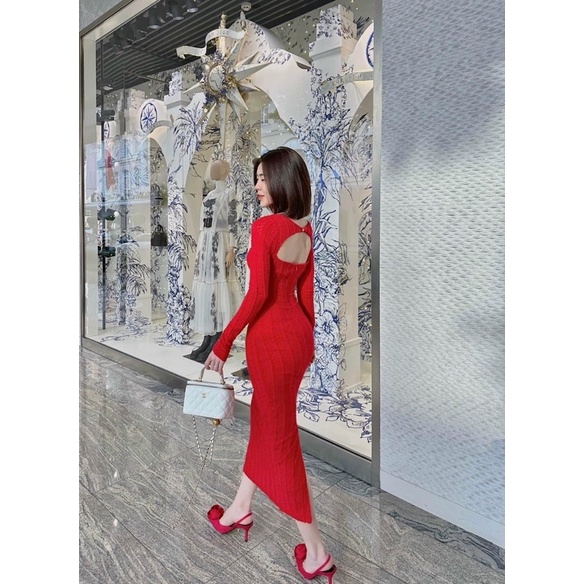 Đầm Thiết Kế Cutout Lưng Ngực Siêu Sexy Tôn Dáng Chất Ren Cao Cấp Mã CH