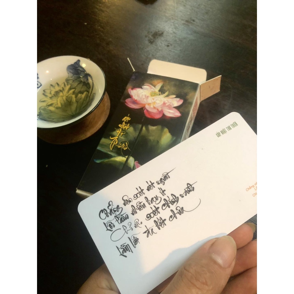 Bộ bài thư pháp GÓP NHẶT THƠ THIỀN | Bộ 55 thẻ |  7cm x 11cm | Lá duyên