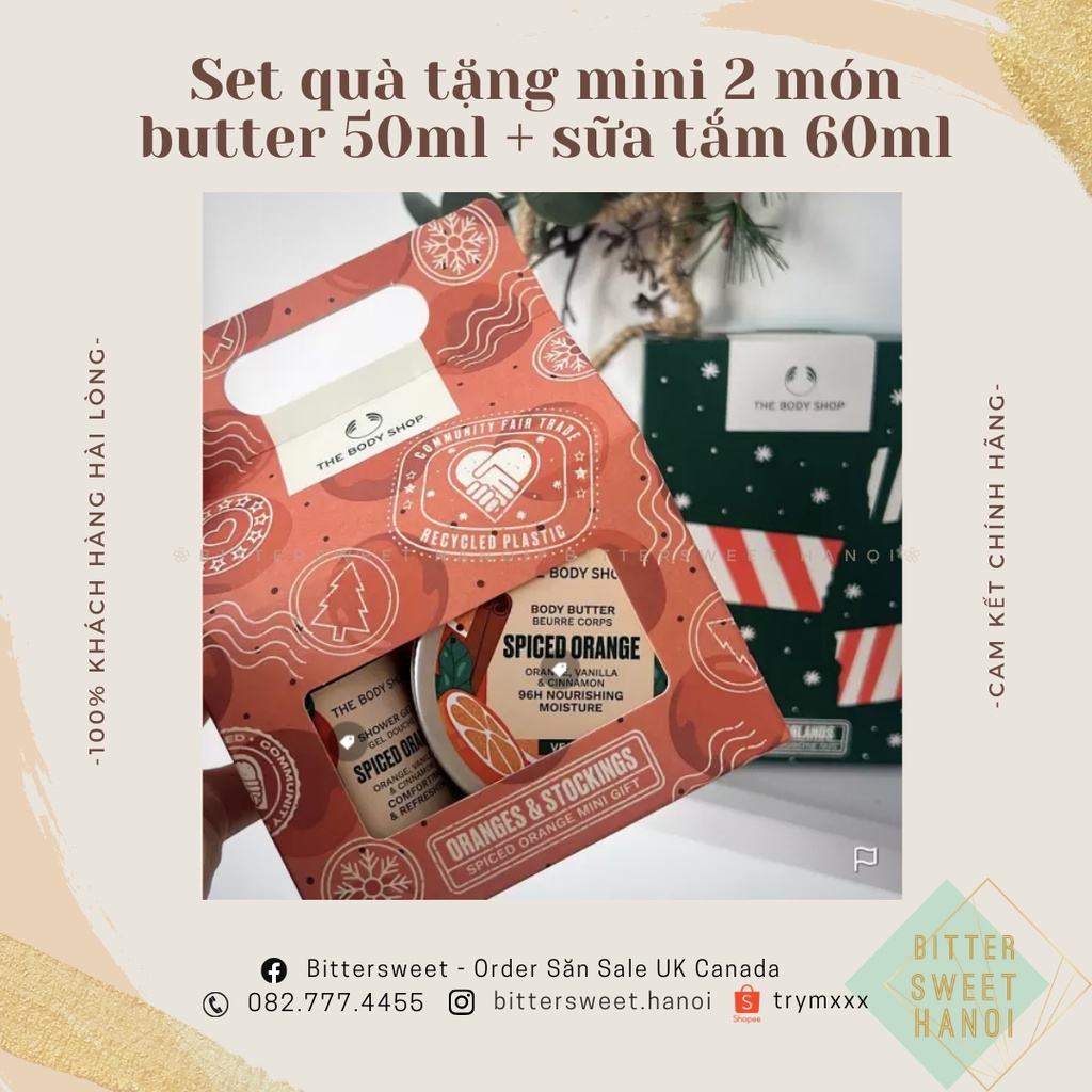 bộ quà tặng 2 món Body gift set THE BODY SHOP các mùi minisize