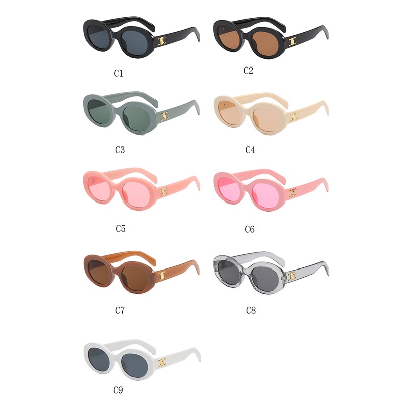 Kính Mát Hình Oval Chống Tia Cực Tím Phong Cách Retro Thời Trang Cho Nam Nữ