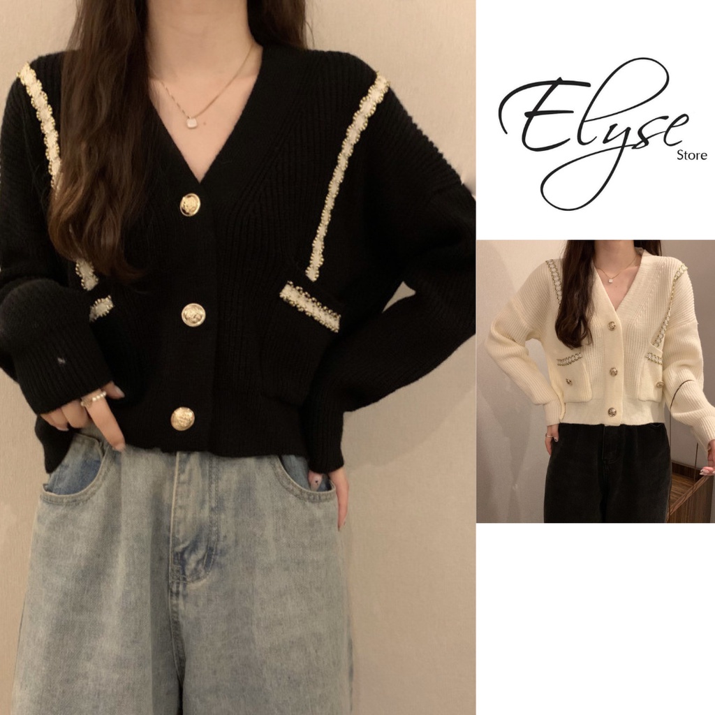 Áo Khoác Cardigan Dệt Kim Tay Dài Thời Trang Áo Kiểu Ngắn Cổ Chữ V Phong Cách Phương Tây Dễ Phối Đồ CS1