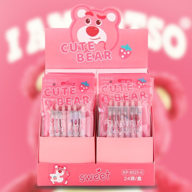 Túi 6 bút hình gấu dâu