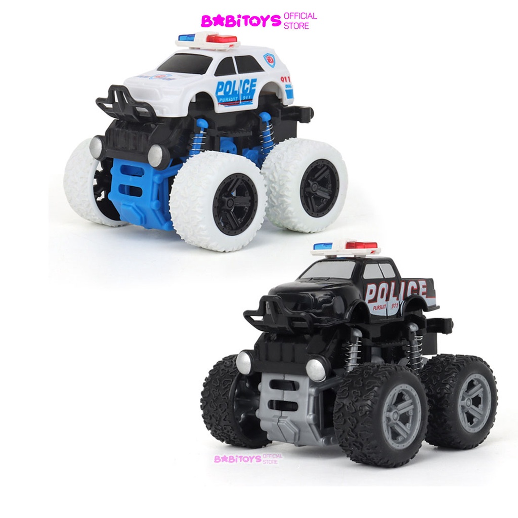 Ô tô cảnh sát địa hình bánh đà quán tính, xe ô tô cảnh sát đồ chơi quán tính chạy trớn siêu khỏe cho bé