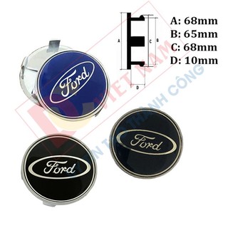Logo chụp mâm, ốp la zăng bánh xe ô tô Ford đường kính 68mm, chất liệu nhựa ABS cao cấp
