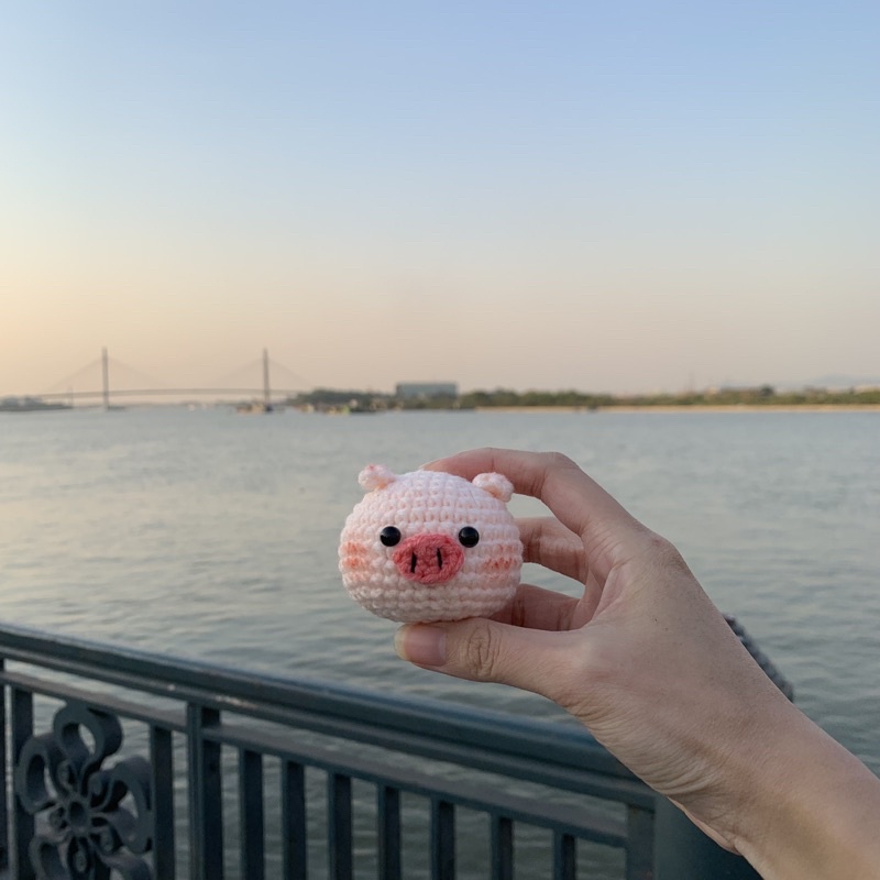 Móc khoá heo con đáng yêu len handmade