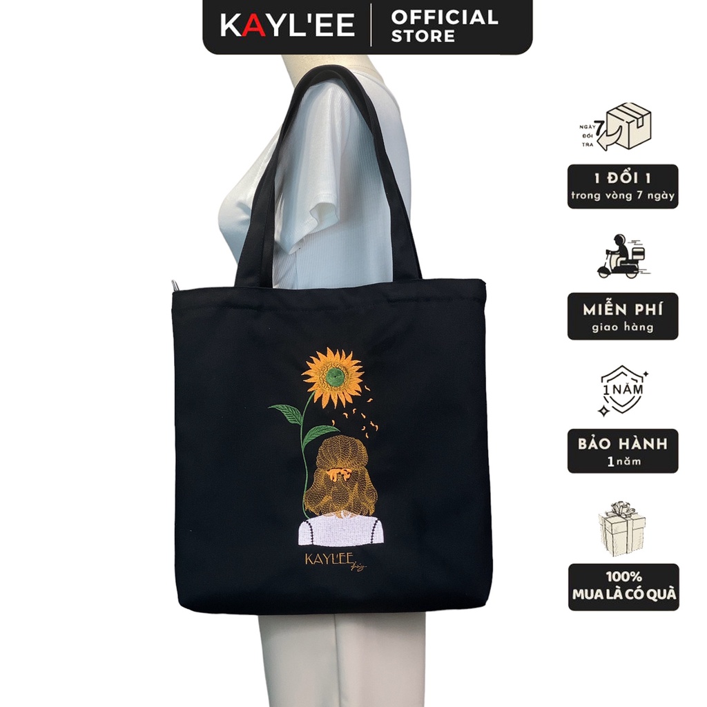 [Được Kiểm Hàng] Túi tote thêu thiết kế độc quyền không bong tróc phai màu thời trang KAYLEE kích thước 39x37x6cm