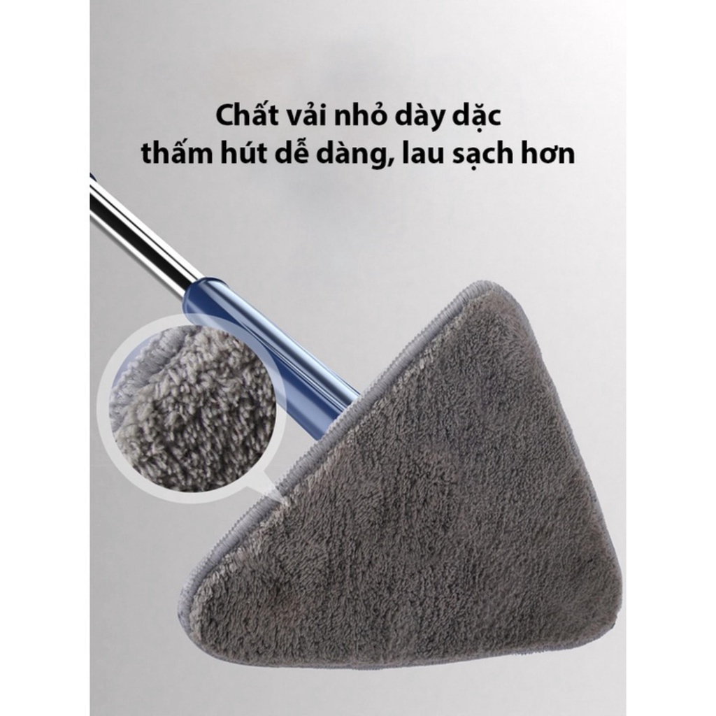 Chổi lau nhà thông minh hình tam giác tự vắt xoay 360 độ, cây lau sàn nhà trần nhà lau kính