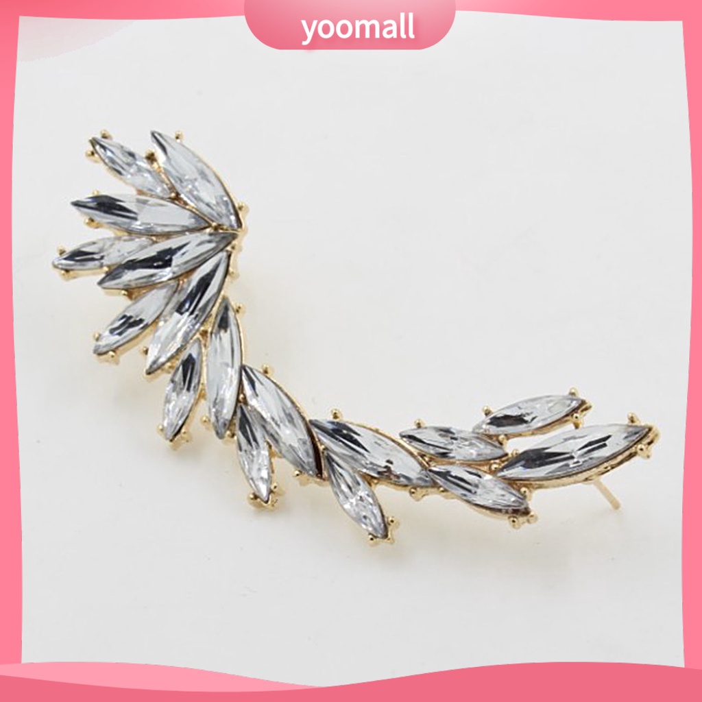 1 Khuyên Kẹp Vành Tai Hình Lá Đính Đá Lấp Lánh Phong Cách Boho