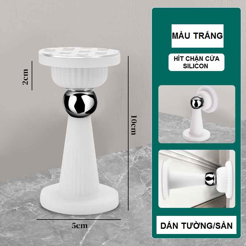 Hít chặn cửa nam châm 2 CHI TIẾT SILICON thông minh chống va đập, CHỐNG ỒN không cần khoan tường tiện lợi