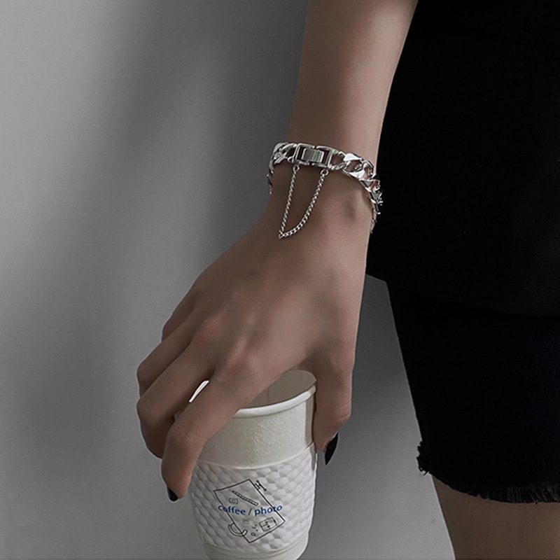 Vòng tay MAYEBE LAVEND dày bằng kim loại phong cách hiphop phương Tây cá tính thời trang dành cho cặp đôi