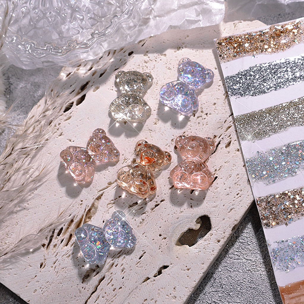 Bộ 20 Thẻ Trưng Bày Móng Tay Trong Suốt Hình Gấu Độc Đáo