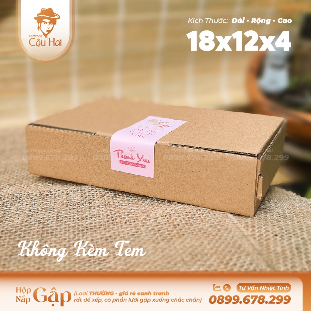 Set 50 hộp carton nắp GẬP 18x12x4