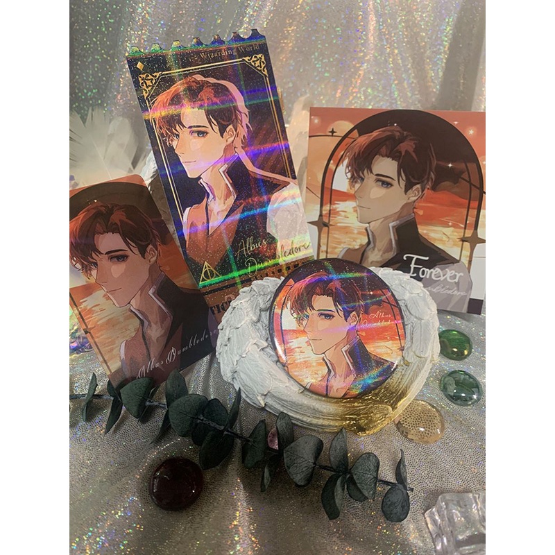 Fantastic Beasts and Where to Find Them GGAD Grindelwald Dumbledore thẻ vuông thẻ trong suốt cuống vé Badge