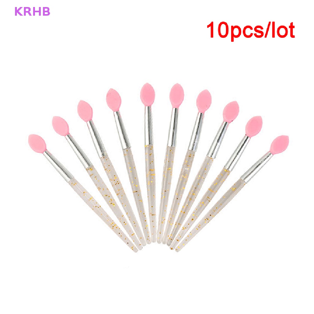 Set 10 Cọ Trang Điểm Mắt Môi Với Đầu Cọ Silicon Mềm Tiện Lợi Mới