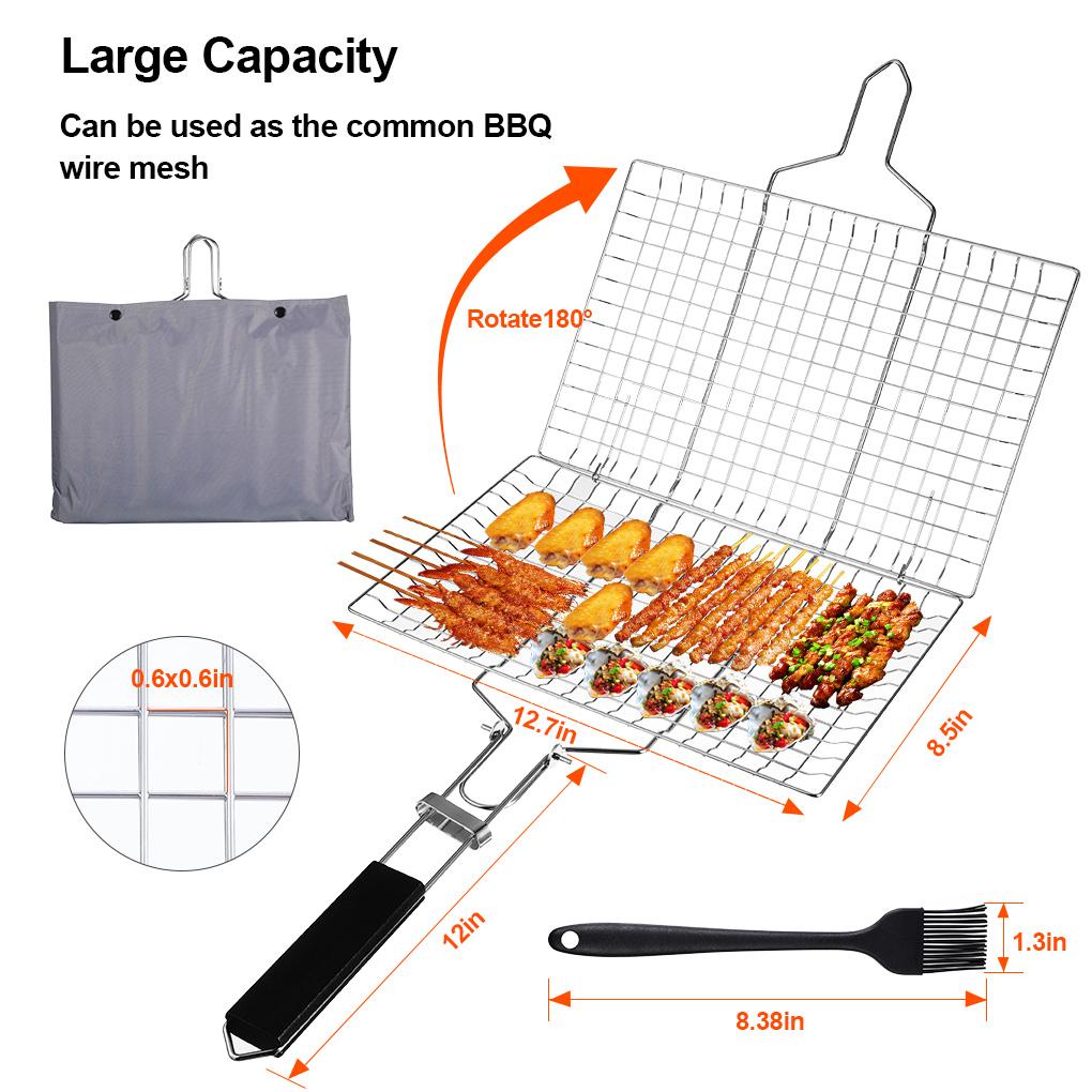 Vỉ Nướng BBQ Với Tay Cầm Kim Loại Nhỏ Gọn Tiện Dụng