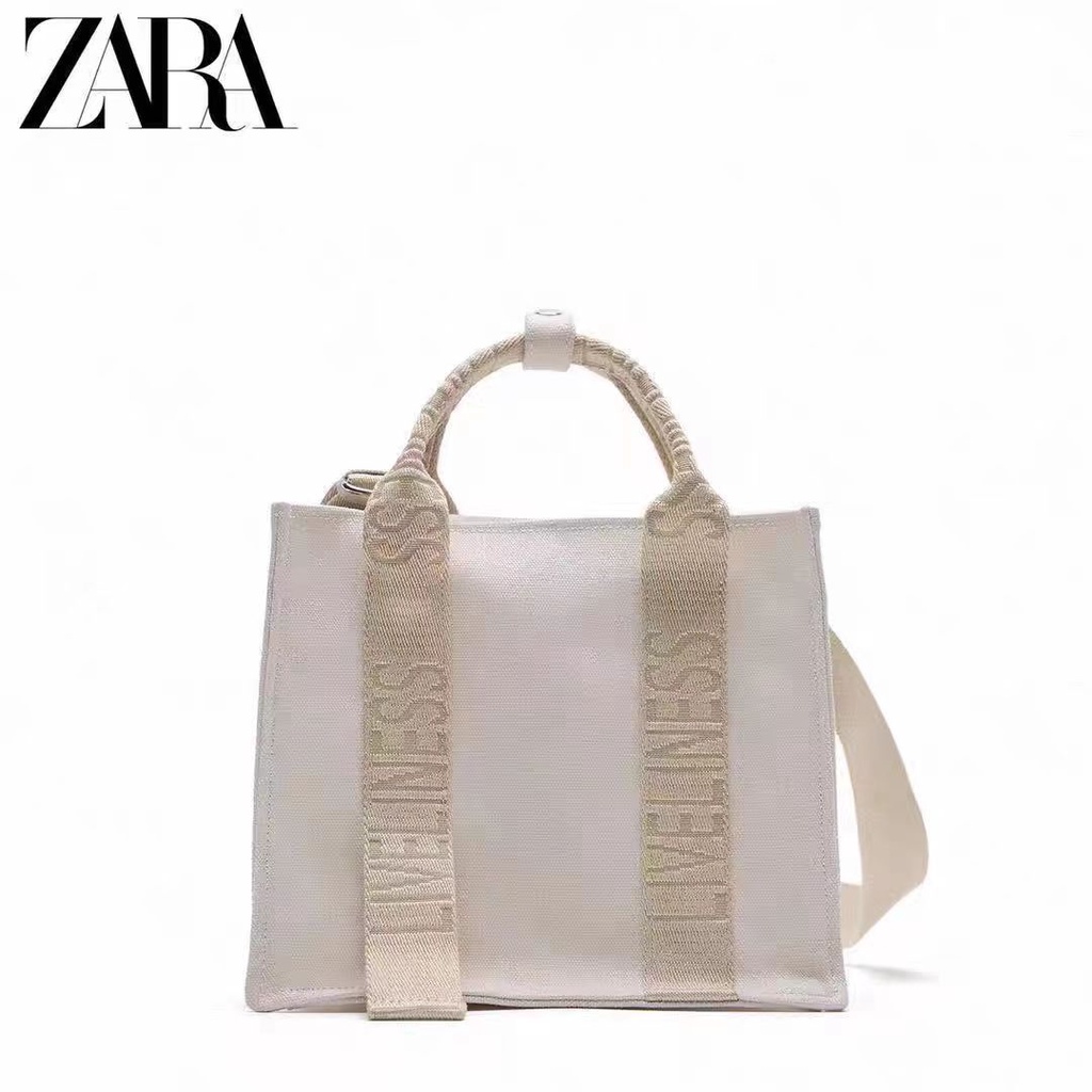 Túi Xách Đeo Vai Zara Vải Bạt Cỡ Nhỏ In Hình Đơn Giản Thời Trang Nữ