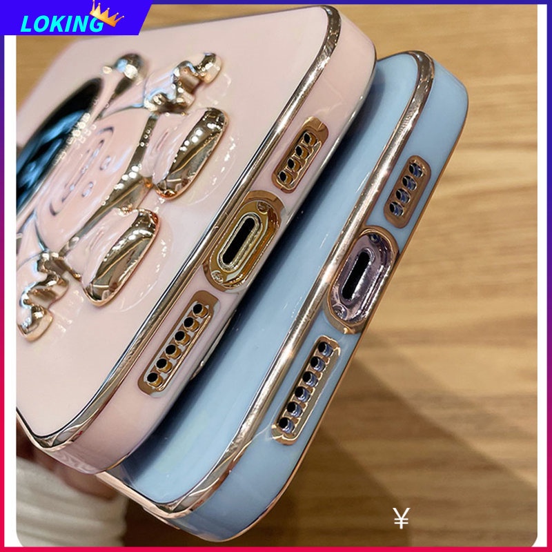 Ốp Điện Thoại silicone In Hình Phi Hành Gia Kèm Giá Đỡ Cho iphone 15 promax 15 plus 11pro max 12pro max 13pro max 14pro max