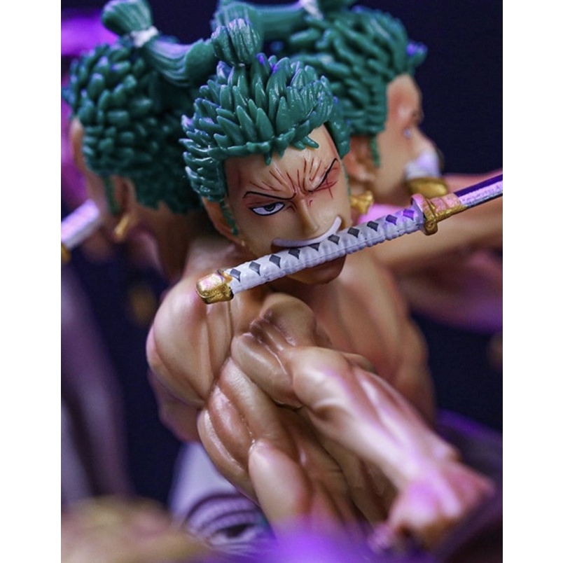 Hàng loại 2 - Mô Hình OnePiece Zoro Asura 3 đầu 6 tay siêu ngầu - Cao 38cm - Figure OnePiece - Hộp màu