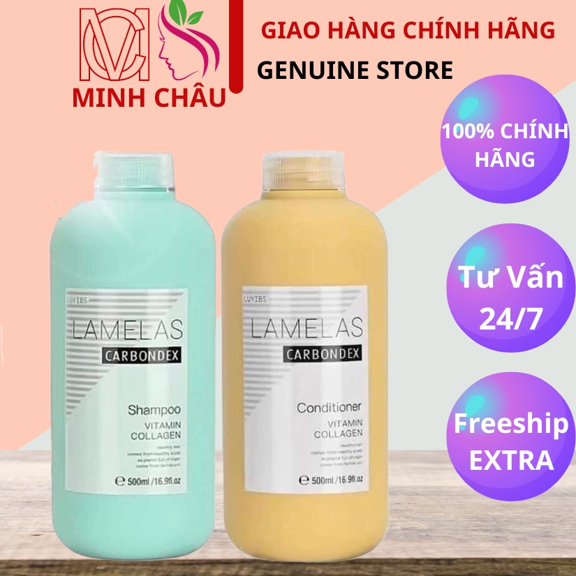 Cặp Dầu Gội Xả Lamelas Carbondex 500ml. Phục Hồi Tóc Khô Xơ, Hư Tổn, Giảm Gãy Rụng. Hàng Chính Hãng