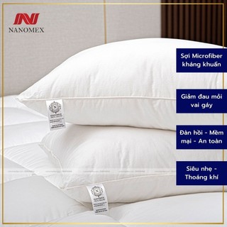 Ruột gối lông vũ sợi microfiber Hàn Quốc Nanomex dùng cho khách sạn 4-5 sao mềm mại ấm áp đàn hồi tốt