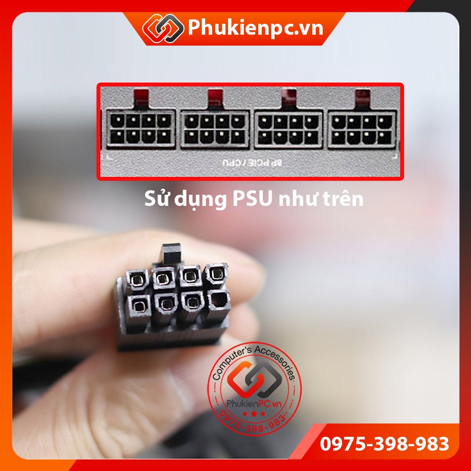 Dây cáp nguồn 8Pin PSU Modular sang 2 8Pin PCI-e 6+2Pin cấp nguồn cho Card VGA màn hình Gaming card đồ họa. Dây bọc lưới