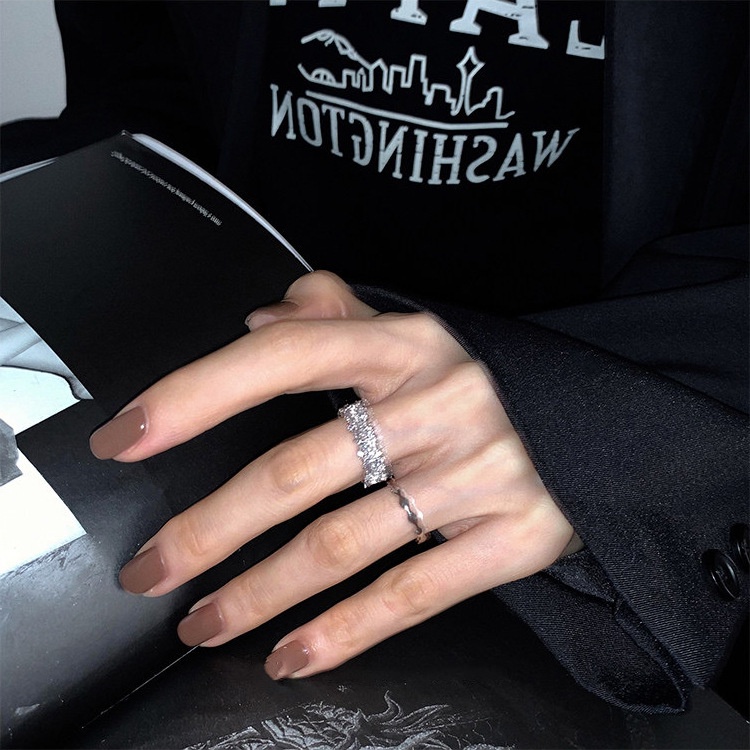Nhẫn Nữ Phụ Kiện Thời Trang Nhẫn Zircon Sáng Bóng Bộ Nhẫn Có Thể Điều Chỉnh Nhẫn