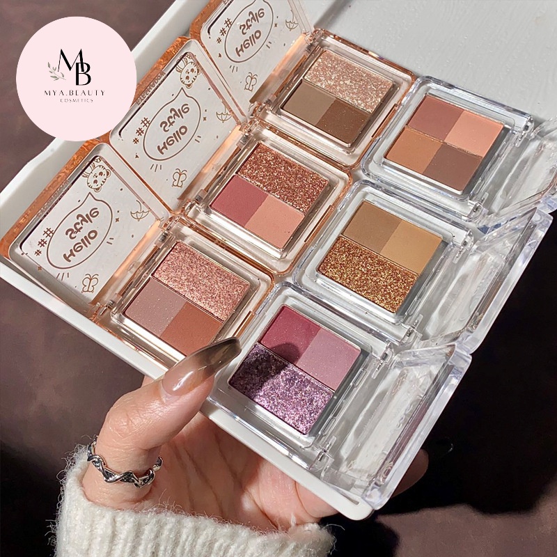 Phấn mắt Jade Mini, bảng mắt nhũ 3 ô nội địa trung trang điểm tông nâu makeup colourpop C10