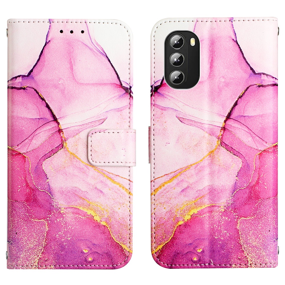 Ốp Điện Thoại Da PU Kiểu Ví Đế Lật Họa Tiết Cẩm Thạch Có Ngăn Thẻ Cho Motorola Moto G Power Stylus 5G Play Pure 2022 2021