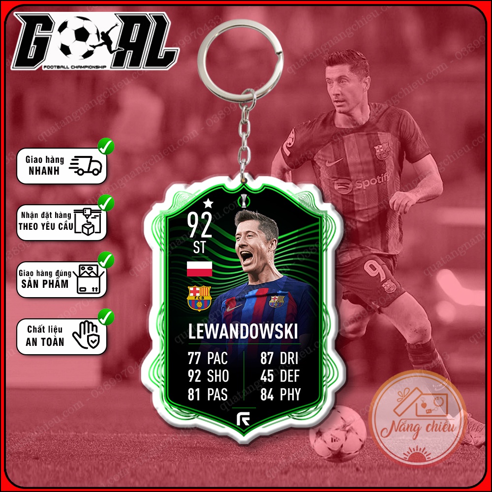 Móc khóa cầu thủ Lewandowski-phụ kiện treo balo túi xách cao cấp-chân sút xuất sắc yêu thích nhất Barcelona[4059-4072]
