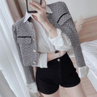 Quần short jeans kaki cạp cao