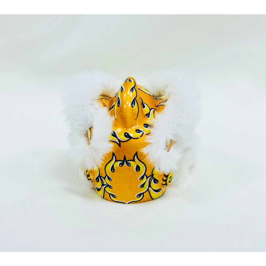 毛毛-香槟白 Móc Khóa Resin Hình Sư Tử Nhảy Múa Thời Trang