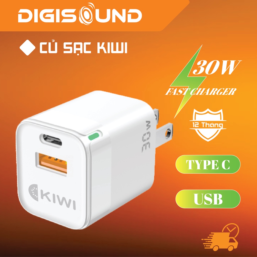 Củ sạc nhanh 30w chính hãng KIWI PK-A130 Sạc 50% pin chỉ trong 30 phút