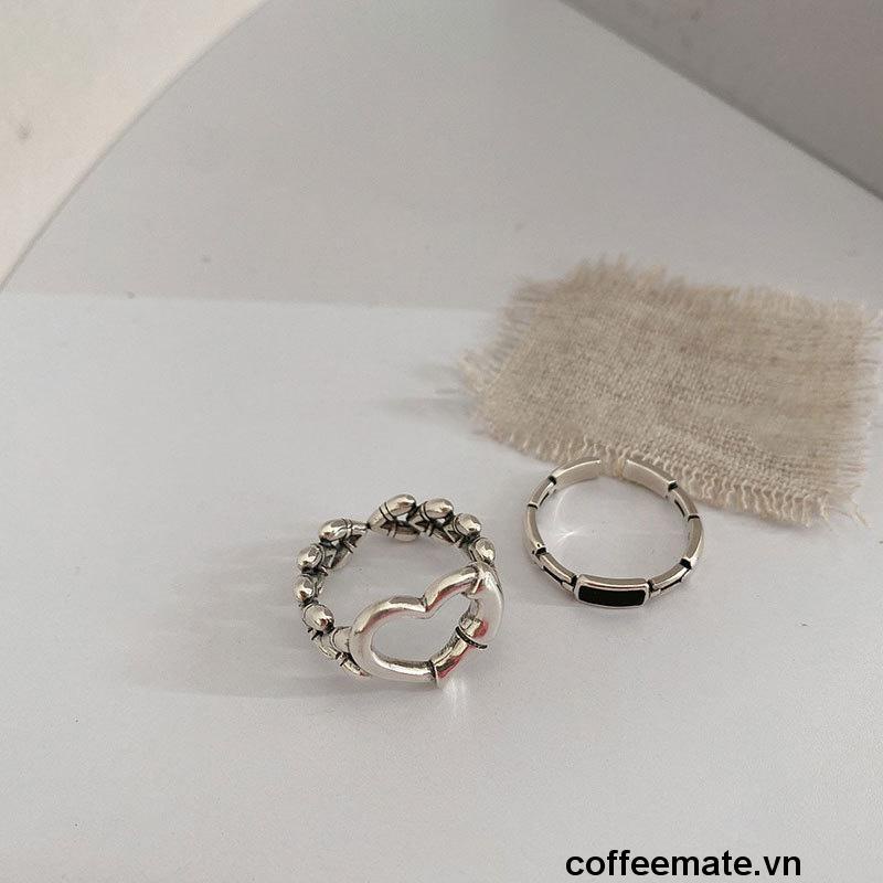 【coffeemate】⚡ Nhẫn hở hình trái tim thời trang