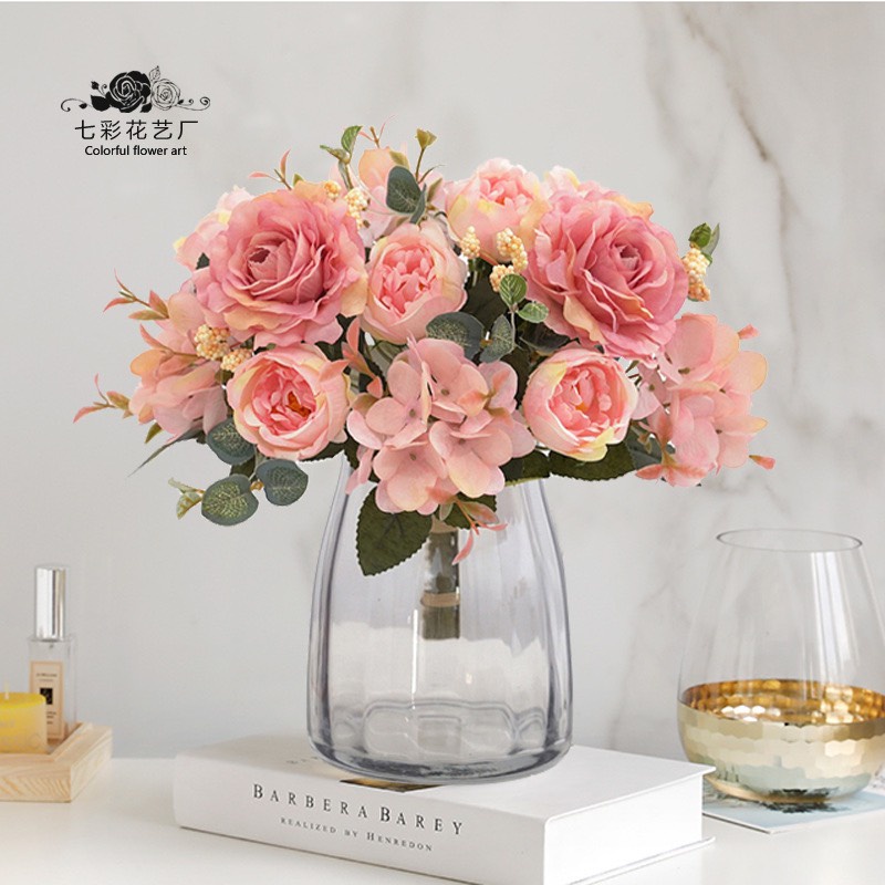 Hoa Giả -Bó Hoa Cẩm Tú Cầu Lụa Cao Cấp Trang Trí Nhà Cửa, Chụp ảnh Cưới