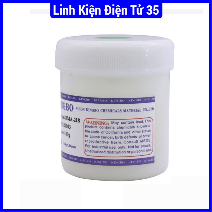 Mỡ hàn KINGBO RMA-218 lọ 100g loại xịn hỗ trợ hàn các loại IC, linh kiện cao cấp màu vàng nhạt, mùi dễ chịu khi sử dụng