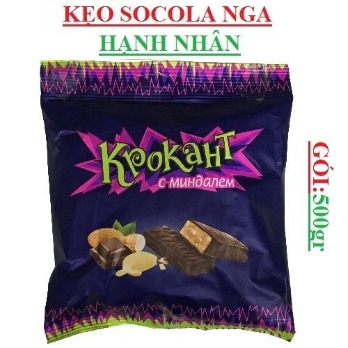 Kẹo tím socola nga trộn hạnh nhân Krokaht gói 500gr