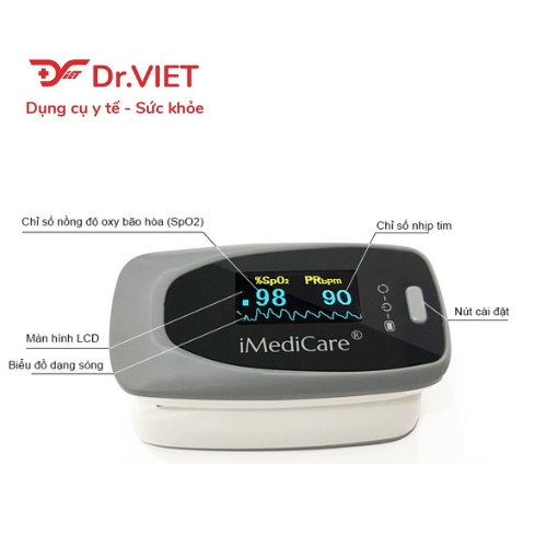 Máy đo nồng độ Oxy trong máu (SPO2) và nhịp tim iMediCare iOM-A8 [Chính hãng]