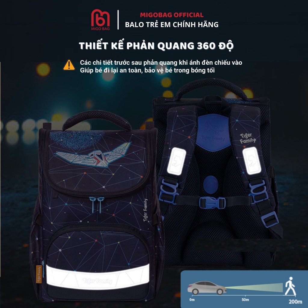Balo Chống Gù Cao Cấp Tiểu Học - Balo Siêu Nhẹ Cho Bé Đi Học Chính Hãng Tiger Familly - Bảo Hành 1 Năm - NQ06