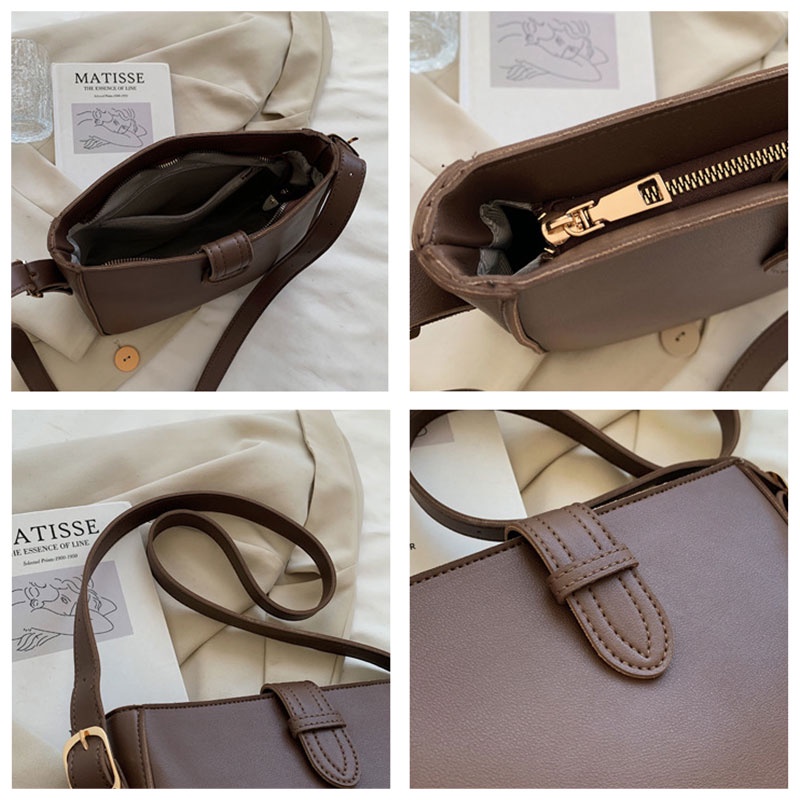 Menas Túi Đeo Vai Bằng Da PU Trơn Màu Thời Trang Mới Cho Nam