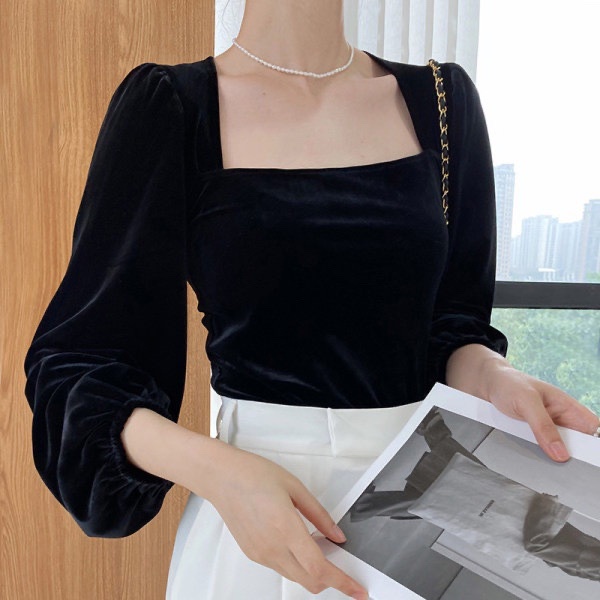 Áo Sơ Mi Nữ, Chất Nhung, Tay Dài Sang Trọng “Style Hàn Quốc” #QC31