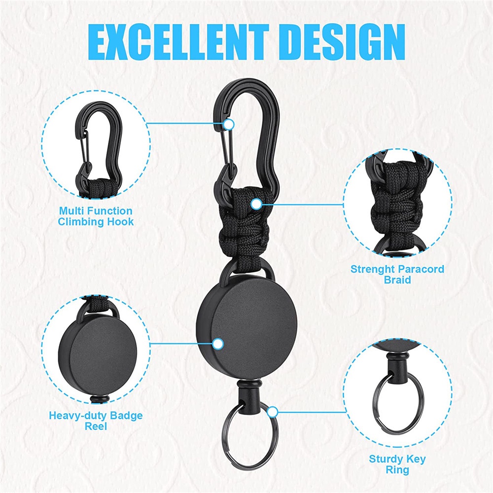 Móc Khóa Dây Rút Bằng Nhựa ABS Kim Loại Gắn Thẻ Tên ID Có Thể Thu Gọn