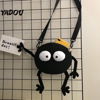 Túi Xách Đeo Chéo Vải Bạt Cỡ Nhỏ Hình Quả Bóng Màu Đen Vui Nhộn Thời Trang Nữ YADOU ins