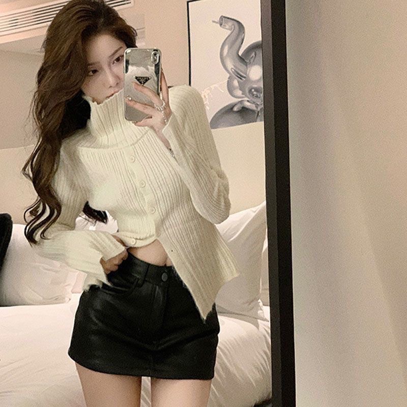 Chân Váy Da Chữ A Hàn Quốc Cạp Cao Siêu Cá Tính