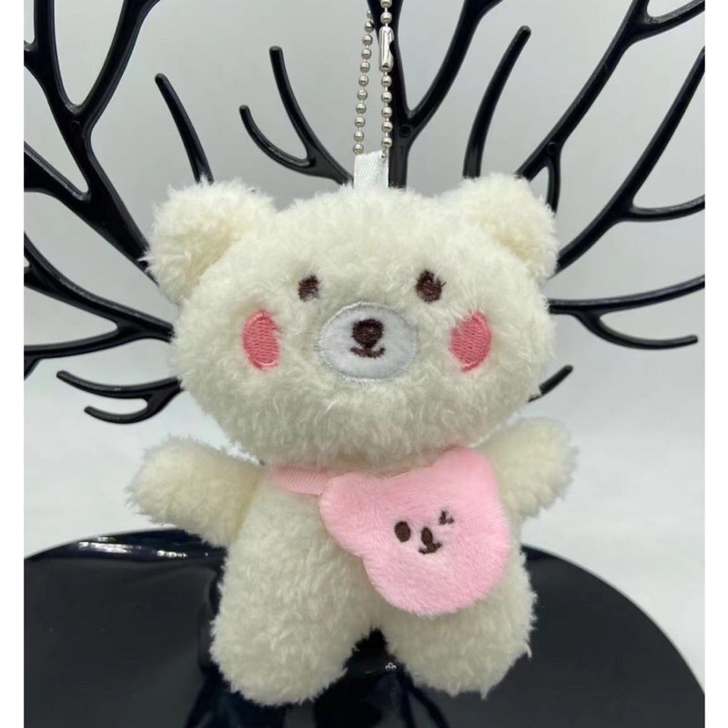Móc khóa Gấu Bông Tim Hồng Dễ Thương Treo Balo Túi Xách Phụ Kiện Gấu Bông Mini Treo Trang Trí
