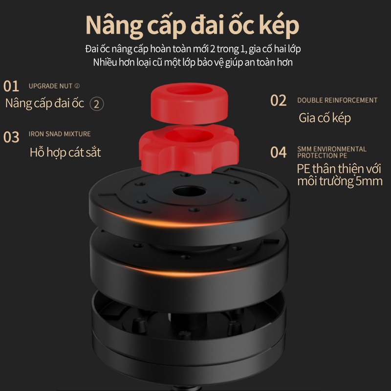 Tạ đôi 30KG 16 bánh tạ nam tập gym thon tay dụng cụ luyện bắp đa năng