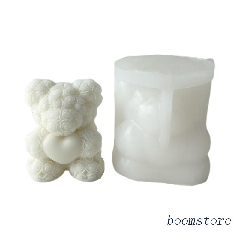 Khuôn Silicone Tạo Hình Gấu Và Hoa Hồng Trang Trí Bánh