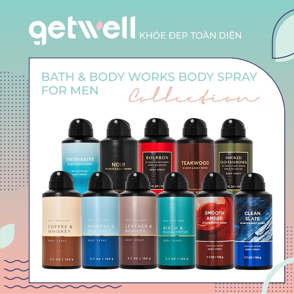 Body Spray Xịt thơm toàn thân nam Bath & Body Works khử mùi, lưu hương toàn thân