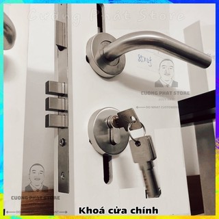 Khoá cửa inox tay gạt phân thể tay cong 180 độ
